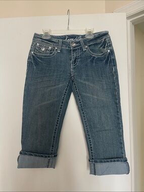Love Notes Dark Blue Cropped Cuffed Jeans